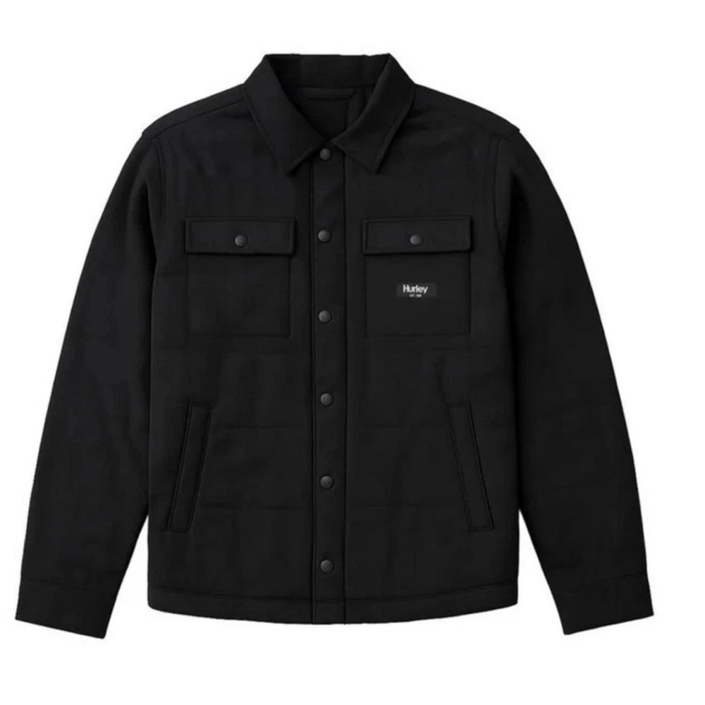 Hurley Quilted Shirt Jacket Men's Jacket Black Size Large New